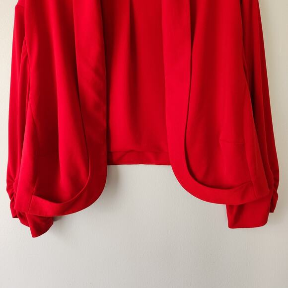 Tahari Arthur S Levine Jacket Womens 22W Bolero Red Open Front Cardigan Cropped - Picture 3 of 11